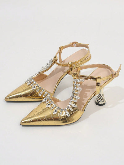 Rhinestone Chic: Women's Pointed Toe High Heel Shoes for All Seasons