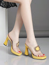 Stylish Summer High Heel Sandals: Waterproof Platform with Metal Decoration