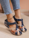 Summer Vibes: Retro Round Toe Cross Strap Wedge Heel Roman Sandals for Women