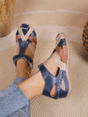 Summer Vibes: Retro Round Toe Cross Strap Wedge Heel Roman Sandals for Women