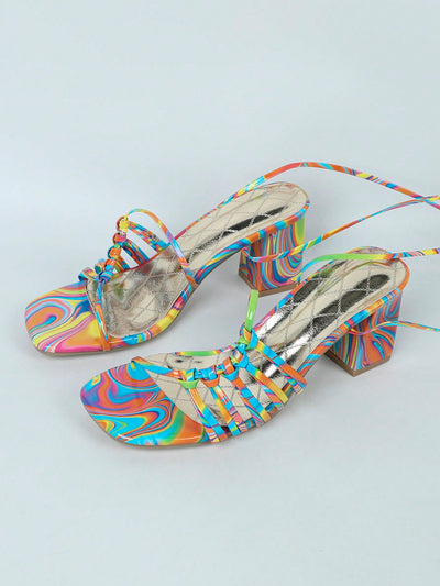 Rainbow Dream: Chic Strappy Sandals for Date and Beach