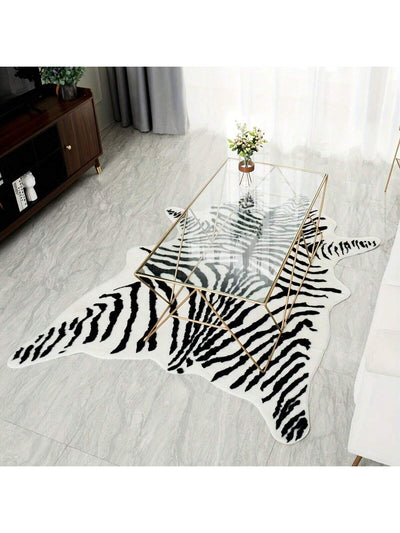 Zebra Pattern Plush Rug - Soft and Cozy Home Decor for Living Room, Bedroom, Kitchen, and More