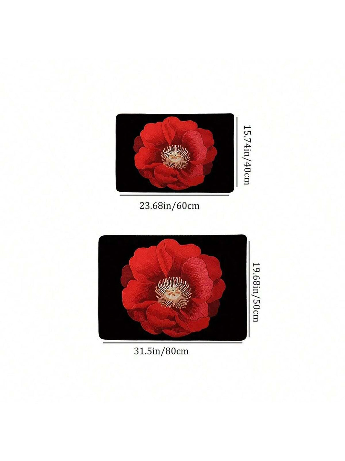 Red Rose Blooms Welcome Mat: Dust-Proof, Non-Slip, and Absorbent Home Décor for Living Room, Bedroom, Bathroom, and Kitchen