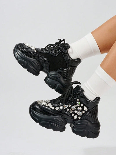 Sparkling Heights: Rhinestone Prom Sneakers for Dazzling Style