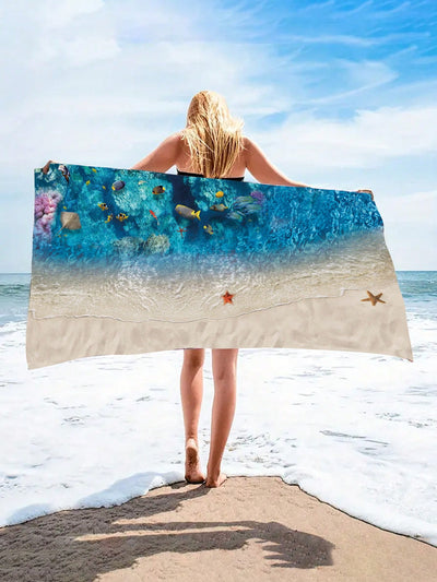Bring the tranquility of the ocean to your outdoor activities with our Ocean Breeze Ultra-Fine Fiber <a href="https://canaryhouze.com/collections/towels?sort_by=created-descending" target="_blank" rel="noopener">Beach Mat</a>. Made with ultra-fine fibers, this mat is perfect for yoga, sunbathing, and more. The stylish starfish and anchor print adds a touch of beachy charm while the durable material ensures comfort and durability.