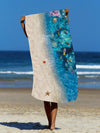 Ocean Breeze Ultra-Fine Fiber Beach Mat: Starfish & Anchor Print for Yoga, Sunbathing, and More