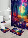 Lightning Forest Series Bathroom Set: Shower Curtain and Floor Mat Combo