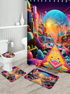 Lightning Forest Series Bathroom Set: Shower Curtain and Floor Mat Combo