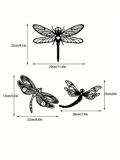 Enchanting 3-Piece Metal Dragonfly Wall Decor Set – Perfect for Indoor & Outdoor Spaces