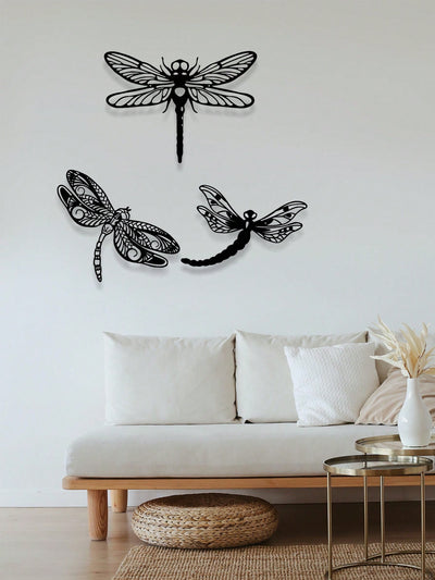 Enchanting 3-Piece Metal Dragonfly Wall Decor Set – Perfect for Indoor & Outdoor Spaces