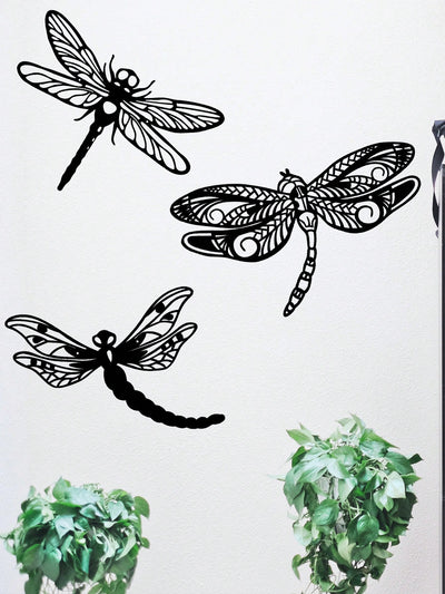 Enchanting 3-Piece Metal Dragonfly Wall Decor Set – Perfect for Indoor & Outdoor Spaces