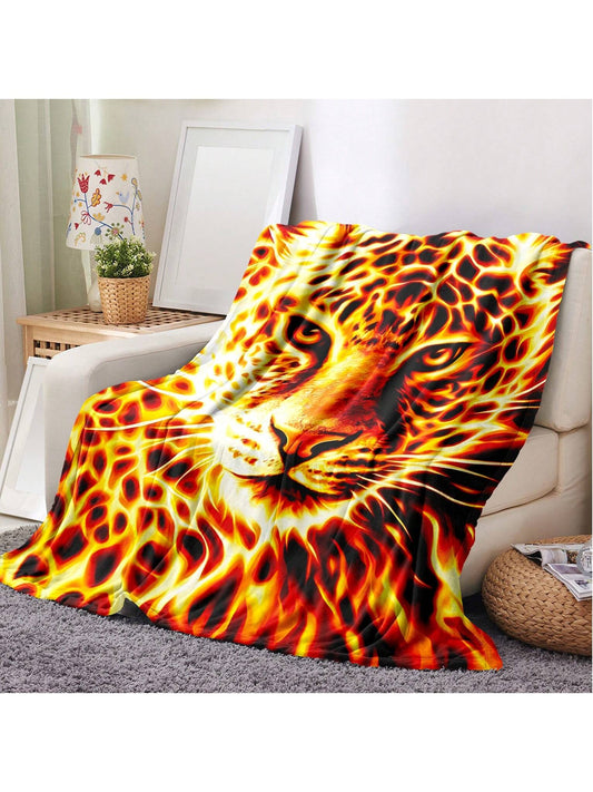 Leopard Golden Animal Flannel Blanket: Stay Warm in Style!