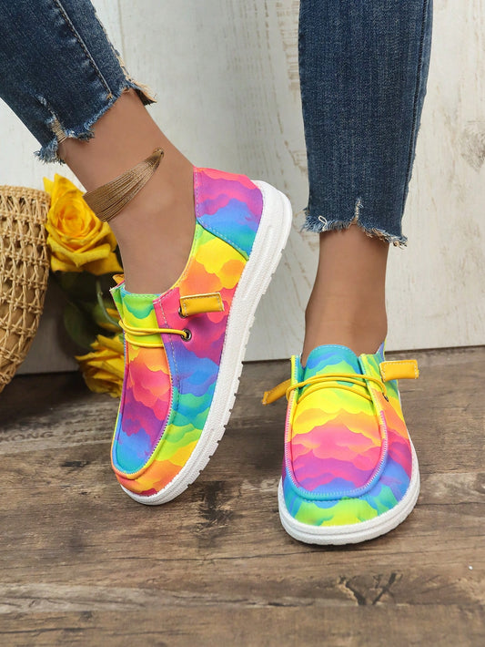 Summer Graffiti Flat Sneakers: Trendy Slip-On Lazy Shoes for Women