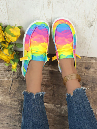 Summer Graffiti Flat Sneakers: Trendy Slip-On Lazy Shoes for Women