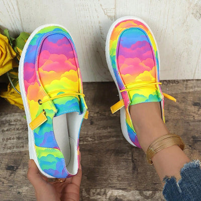 Summer Graffiti Flat Sneakers: Trendy Slip-On Lazy Shoes for Women