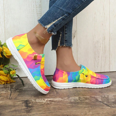 Summer Graffiti Flat Sneakers: Trendy Slip-On Lazy Shoes for Women