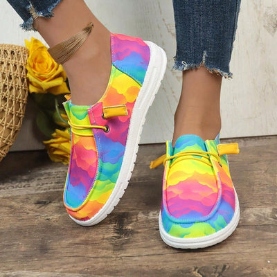 Summer Graffiti Flat Sneakers: Trendy Slip-On Lazy Shoes for Women