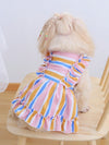 Introducing Countryside Chic for your stylish pet! This colorful striped ruffle hem dress is perfect for spring and summer. Made with quality fabric, your pet will stay comfortable and fashion-forward. Dress up your furry friend and make a statement this season.