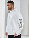 Stay Cool and Stylish with Men's Plus Size Water Gun Letter Print Drop Shoulder Hoodie