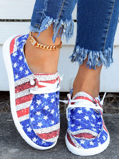 Star-Spangled Stride: Women's Patriotic Casual Sports Shoes