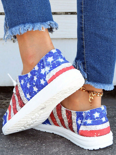 Star-Spangled Stride: Women's Patriotic Casual Sports Shoes