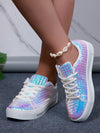 Shining Bright: Women's Leisure Comfortable Flat Iridescent Sneakers