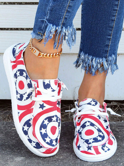 Star-Spangled Stride: Women's Patriotic Casual Sports Shoes