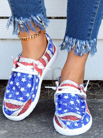 Star-Spangled Stride: Women's Patriotic Casual Sports Shoes