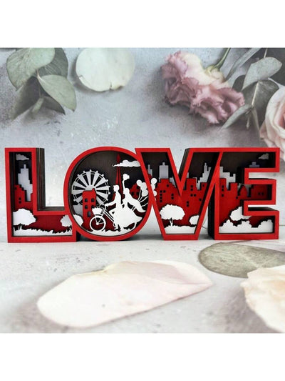 Romantic Wooden 3D Craft Decoration: Perfect Valentine's Day Gift and Wedding Home Ornament