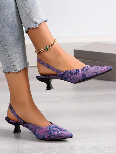 Ink Painting-inspired Small Heel Shoes: Vintage, Elegant, and Sexy - Perfect for Parties, Students, and Institutes