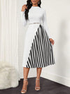 Chic Color Block Striped Long Sleeve Dress for Fashionable Ladies