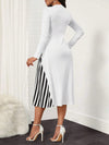 Chic Color Block Striped Long Sleeve Dress for Fashionable Ladies