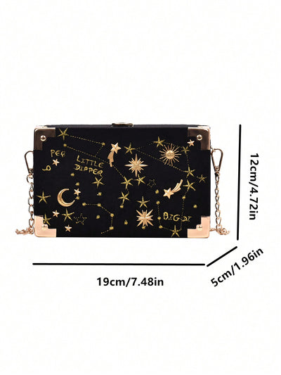 Starry Sky Velvet Stitching Shoulder Bag: Fashionable Festive Gift