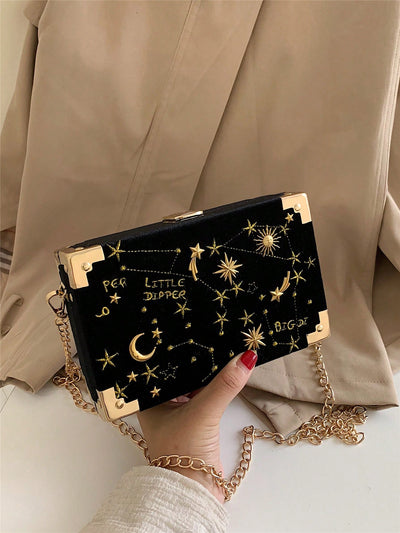 Starry Sky Velvet Stitching Shoulder Bag: Fashionable Festive Gift