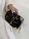 Starry Sky Velvet Stitching Shoulder Bag: Fashionable Festive Gift