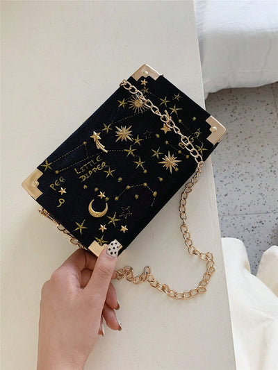 Starry Sky Velvet Stitching Shoulder Bag: Fashionable Festive Gift