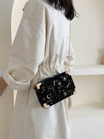 Starry Sky Velvet Stitching Shoulder Bag: Fashionable Festive Gift