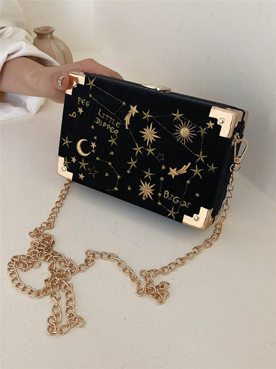 Starry Sky Velvet Stitching Shoulder Bag: Fashionable Festive Gift