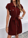 Chic & Versatile Women's Zippered Short Sleeve Summer Dress