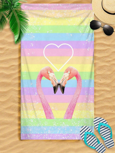Flamingo Paradise: Multi-Purpose Beach Towel for Swim, Camp, Yoga, Dive, and Travel