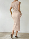 Elegant Asymmetrical Neckline Solid Color Dress - Perfect for Any Occasion