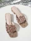 Rhinestone Refresh: Lychee Green Chunky Heel Slide Sandals