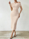 Elegant Asymmetrical Neckline Solid Color Dress - Perfect for Any Occasion