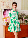 Blooming Vacation Style: Flower Print Short Sleeve Dress Perfect for Summer Getaways