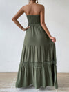 Effortless Elegance: Strapless Drawstring Waist Casual Vacation Dress