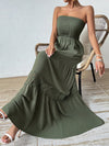 Effortless Elegance: Strapless Drawstring Waist Casual Vacation Dress