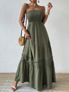 Effortless Elegance: Strapless Drawstring Waist Casual Vacation Dress