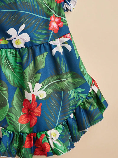 Beach Chic: Palm Leaf Patterned Pet Dress for Cats and Dogs