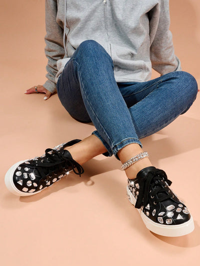 Dazzling Diamond College Style Sneakers for Party and Dance Nights