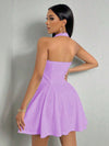 Flaunt Your Figure: Women's Solid Color Halter Neck Dress